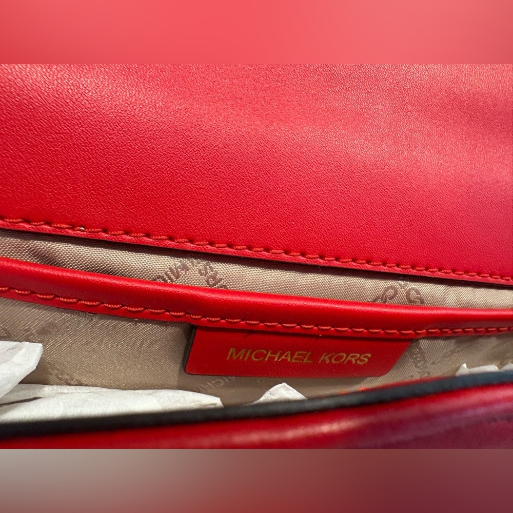 Michael Kors Red Quilted Crossbody Bag - Picture 7 of 11